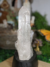 Load image into Gallery viewer, White Quartz Cluster With Wood base Crystal Home Decor Healing Feng Shui Reiki Chakra