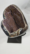 Load image into Gallery viewer, Amethyst Geode Sculpture Heart with Iron based
