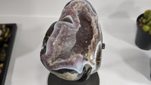 Load image into Gallery viewer, Amethyst Geode Sculpture Hart with Iron based