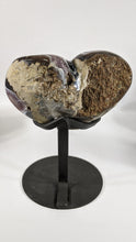 Load image into Gallery viewer, Amethyst Geode Sculpture Hart with Iron based