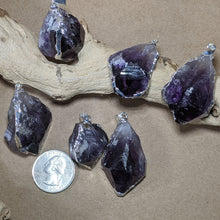 Load image into Gallery viewer, Silver Amethyst Pendant, Healing Quartz, Raw Amethyst Grate for gifts