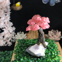 Load image into Gallery viewer, Rose Quartz Clustered Gemstone Tree on Amethyst Matrix The Love Tree Genuine, Bonsai Tree Rose Quartz