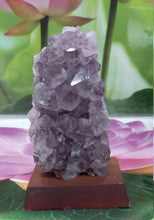 Load image into Gallery viewer, Amethyst Geode on Wood Base, Raw Amethyst Cluster, Collectible Amethyst