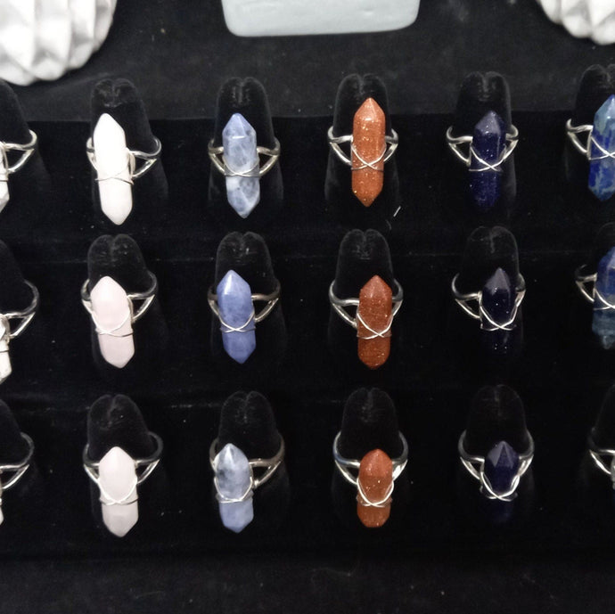 Adjustable Gemstone And Quartz Rings, Rose Quartz,l, Lapiz Lazuli, Goldstone, Howlite, Blue Goldstone, Sodalite