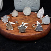 Load image into Gallery viewer, Adjustable Gemstone And Quartz Rings, Raw Amethyst