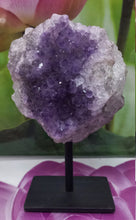 Load image into Gallery viewer, Amethyst Geode on Metal Base, Raw Amethyst Cluster, Collectible Amethyst