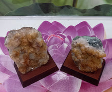 Load image into Gallery viewer, Citrine Cluster on Wood Base, Raw Citrine