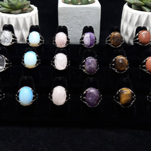 Load image into Gallery viewer, Adjustable Gemstone And Quartz Rings, Opal,White Quartz, Rose Quartz, Lapiz Lazuli, Goldstone, Blue Goldstone, Amethyst, Lava Stone