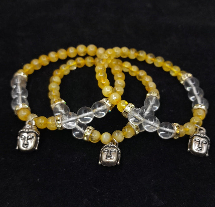 Buddha Citrine and White Quartz Bracelet
