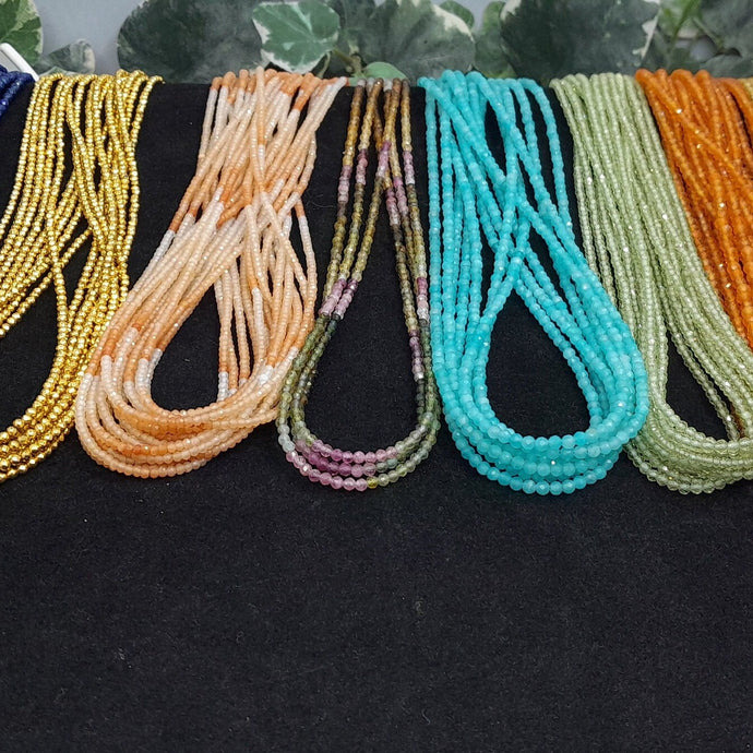 Natural Faceted Beads Necklace,  Pyrite, Lapis Lazuli, Amazonite, Peridot, Citrine, Moonstone, Carnelian, Tourmaline,