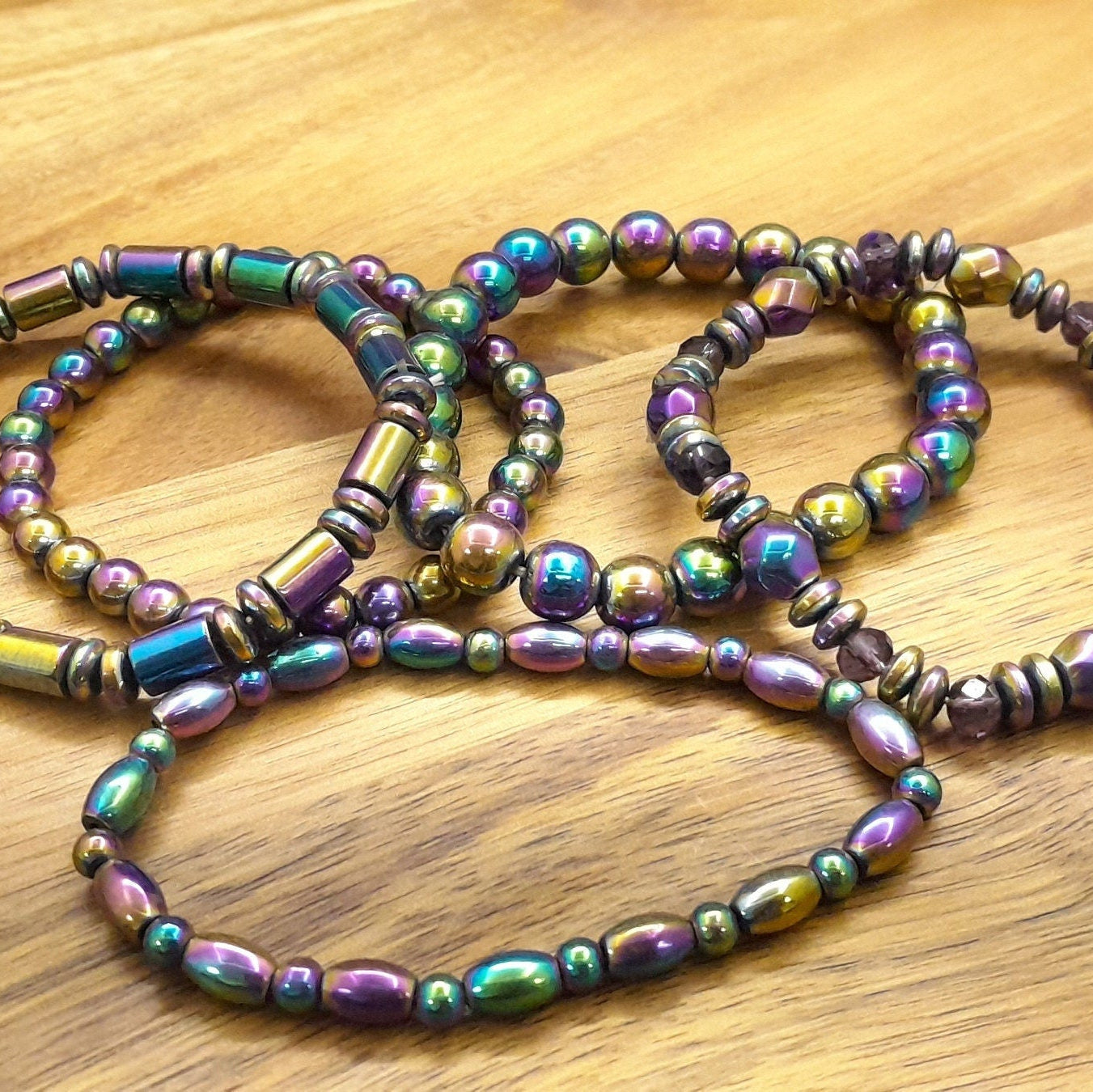 Rainbow Titanium Hematite Bracelet, Lucky, Charm, Protection Bracelet, positive energy Attraction